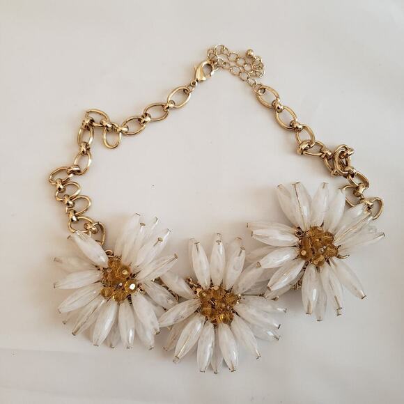 1970s Style Flower Power Tubular Crystal and Rhinestone Gold Tone Necklace - Picture 3 of 7